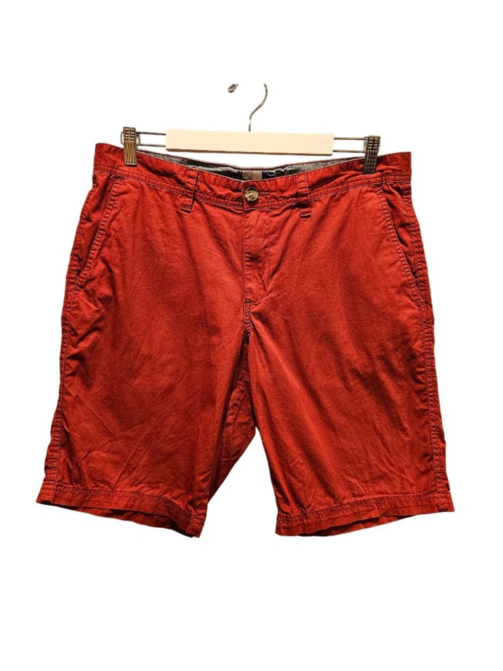 14th & Union Shorts Mens 34 Red Flat Front 100% Cotton Twill hipster Bold Golf W